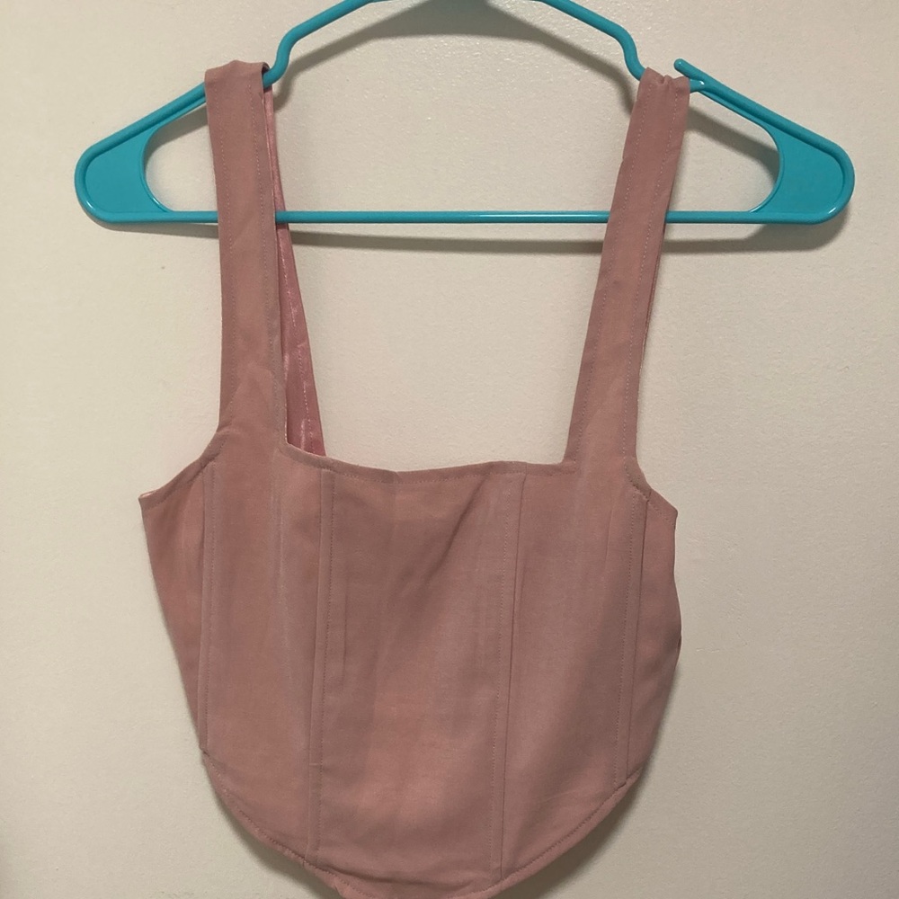 Dusty Rose Square Neck Corset Top